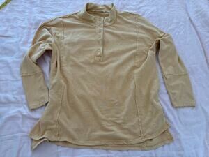 Soft Surroundings Yellow Cotton Terry Henley Funnel Neck Exposed Seam Top 2XL